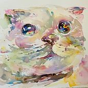 My project in Architectural Sketching with Watercolor and Ink course - colorful kitty for love and hope. Un progetto di Pittura ad acquerello di jiwu8885 - 10.04.2020