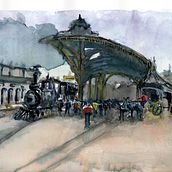 Coquimbo Chile, una visión antigua de mi ciudad.. Un progetto di Pittura ad acquerello di seplazo - 10.04.2020