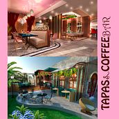 REST: TAPAS&COFFEEBAR  se trata de la fusión de dos culturas y épocas diferente (España-Bolivia) (edad media y lo moderno). Un progetto di Architettura, Architettura d'interni, Retail Design e Interior design di Ximena Sandoval Ichinose - 11.04.2020