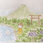 Meu projeto do curso: Ilustração em aquarela com influência japonesa. Traditional illustration project by anacamila91 - 04.16.2020