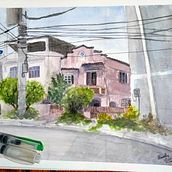 My course project: any neighborhood. Architecture, Realistic Drawing, Mobile Photograph, and Watercolor Painting project by Marcella Faria - 04.12.2020