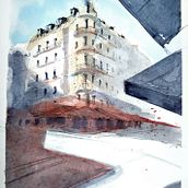 París, un 12 d'Abril de 2020: Dibujo arquitectónico con acuarela y tinta. Un proyecto de Arquitectura y Arte urbano de MARIA MEZQUITA VIDAL - 12.04.2020