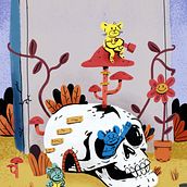 Portada de libro infantil - La Calavera de Kevin. Un proyecto de Diseño de personajes, Diseño editorial e Ilustración tradicional de Daniel Gómez - 12.04.2020