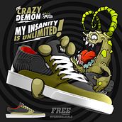 The Crazy Demon. 3D, Shoe Design, Character Design, Graphic Design, Digital Illustration, Vector Illustration, Lettering, 3D Modeling, and Advertising project by Daniel Carrillo - 04.12.2020