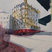 Proyecto final , edificio eun una esquina en París . Watercolor Painting project by Pedro Luis Blaya Giner - 04.13.2020