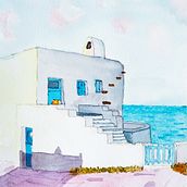 Greek House in Architectural Sketching with Watercolor and Ink course. Watercolor Painting project by ananda13 - 04.13.2020
