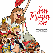 San Fermín 2019. Cartel semifinalista. Un progetto di Design di poster , Illustrazione tradizionale e Illustrazione digitale di Javier Sánchez Nagore - 07.07.2019