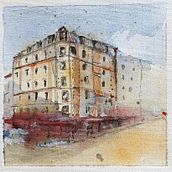 Hello Alex @alexhillkurtzart and everybody,  I've just tried a new project.  A buidling in Paris.  What do you think?  Do you have any advice?  Your course is really great.  Cheers, Sébastien. Un progetto di Architettura, Disegno artistico, Pittura, Bozzetti e Pittura ad acquerello di seb_art - 15.04.2020