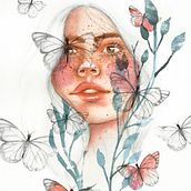 Mi Proyecto del curso: Retrato ilustrado en acuarela. Un proyecto de Bellas Artes de maria_avalosg8899 - 16.04.2020