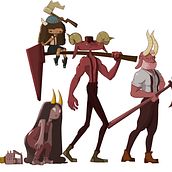 "Demonios Leñadores" de Fábrica de personajes ilustrados . Traditional illustration project by Leonardo Navarro - 04.17.2020