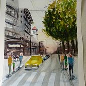 Mi Proyecto del curso: Paisajes urbanos en acuarela. Un proyecto de Pintura a la acuarela de Maite - 18.04.2020