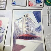 My project in Architectural Sketching with Watercolor and Ink course. Watercolor Painting project by Jing Ma - 04.19.2020