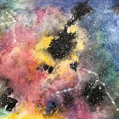 Nebulosa en encuentro con Acuario y Scorpio. Un proyecto de Pintura a la acuarela de Priscila Digon - 20.04.2020