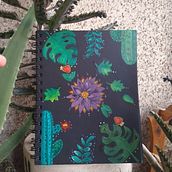 Croquera negra Tropical. Acr, and lic Painting project by Carolina Castro Leiva - 04.21.2020