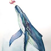 Sirena y ballena Ein Projekt aus dem Bereich Aquarellmalerei von Elena Tello - 21.04.2020
