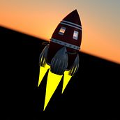 ANIMATION SUNSET ROCKET. 3D, 3D Design, and 3D Animation project by Lucas Queiroz - 04.21.2020