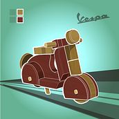Wooden Vespa Vectors. To, Design, Industrial Design, Traditional illustration, and Vector Illustration project by Alberto Lapizero - 04.27.2020