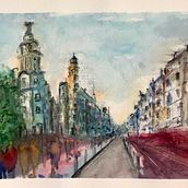 Mi Proyecto del curso: Dibujo arquitectónico con acuarela y tinta. Un proyecto de Pintura de Samuel Benarroch - 24.04.2020