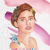 Meu projeto do curso: Retrato ilustrado em aquarela. Un projet de Design , Illustration traditionnelle , et Aquarelle de Eduarda Moura - 25.04.2020