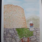 "Nuraghe" -  Watercolor Illustration with Japanese Influence. Un progetto di Pittura ad acquerello di casu_gianluca - 26.04.2020