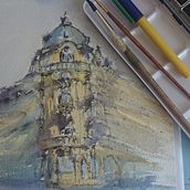 My project in Architectural Sketching with Watercolor and Ink course. Watercolor Painting project by Victoria Ben - 04.26.2020