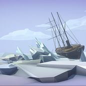 Endurance shipwreck.  Escenario low poly con Blender y Unity.. 3D, 3D Design, and Video Games project by jordigarciapons - 04.27.2020