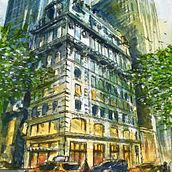 5th Avenue - NYC  -  My project in Architectural Sketching with Watercolor and Ink course. Un proyecto de Ilustración arquitectónica, Cómic, Ilustración tradicional y Pintura a la acuarela de lamberto4ever - 27.04.2020