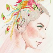 Phoenix lady illustration. Digital Painting, Traditional illustration, Painting, and Watercolor Painting project by Sunnie De Grow - 04.27.2020