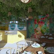 Restaurante Rey Momo, comida de la costa colombiana. . Un proyecto de Decoración de interiores, Retail Design y Diseño de interiores de Alejandra Ramírez - 29.04.2020