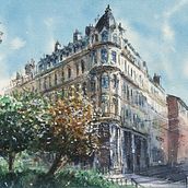 Lyon - 2nd exercise for "Architectural Sketching with Watercolor and Ink". Un proyecto de Bocetado y Pintura a la acuarela de lamberto4ever - 29.04.2020