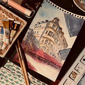 My project in Architectural Sketching with Watercolor and Ink course. Architectural Illustration, Traditional illustration, and Architecture project by Khushboo Kakkar - 05.01.2020