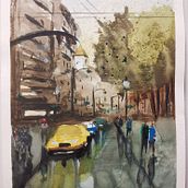 Mi Proyecto del curso: Paisajes urbanos en acuarela. Pintura em aquarela projeto de arteslide - 01.05.2020