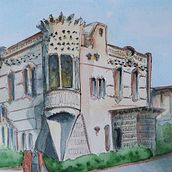 Mi Proyecto del curso: Dibujo arquitectónico con acuarela y tinta. Arquitetura, Arte urbana, Esboçado, e Desenho artístico projeto de Julius Blasco - 01.05.2020