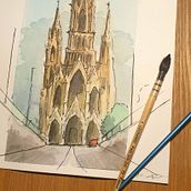 My project in Architectural Sketching with Watercolor and Ink course. Watercolor Painting project by Cedric - 05.01.2020