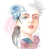 Meu projeto do curso: Retrato ilustrado em aquarela. Traditional illustration, Digital Illustration, and Watercolor Painting project by Priscila Zavadil - 05.02.2020