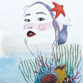 Mujer de mar . Ilustração tradicional projeto de Eva María Se Fue - 04.05.2020