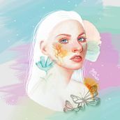 Meu projeto do curso: Retrato ilustrado em aquarela. Drawing, Pencil Drawing, Artistic Drawing, and Graphic Design project by Bia Toledo - 05.05.2020