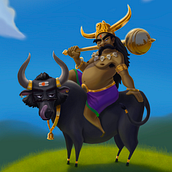 Hindu God of Death, Yum-Raj!. Traditional illustration project by Sunil Garbuja - 06.04.2020