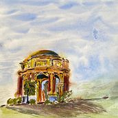 My project in Architectural Sketching with Watercolor and Ink course - Palace of Fine Arts in SF, CA. . Lukisan Cat Air proyek oleh Jeff Brown - 05.09.2020