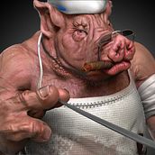 Butcher Pig. Un progetto di 3D, Character design, Character design 3D e Modellazione 3D di Daniel Carvalho - 09.05.2020