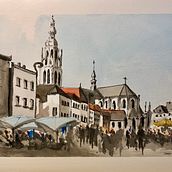 "Tribute to Breda"-watercolor+ink - 30,5x45,5. Watercolor Painting project by Bruno Bianchi - 05.10.2020