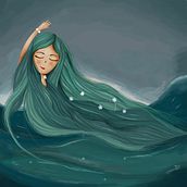 La mujer del agua. Children's Illustration project by Melissa Moreno Hernandez - 05.10.2020