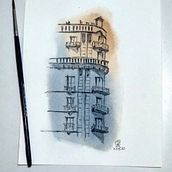 Meu projeto do curso: Desenho arquitetônico com aquarela e tinta. Un progetto di Pittura ad acquerello di Dinara Azevedo - 12.05.2020