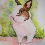 Mi Proyecto del curso: Coco el conejo de mi hija Leicka. . Un proyecto de Pintura a la acuarela de Ivonne Ramirez - 22.07.2020