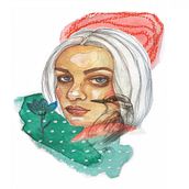 nMy project in Illustrated Portrait in Watercolor course. Thank you Ana, you are a real inspiration. Portrait Drawing, and Watercolor Painting project by Nora Hussein - 04.01.2020