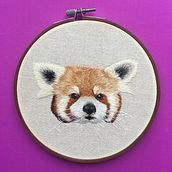 Needle painting para principiantes - Panda Rojo. Bordado e Ilustração naturalista projeto de Alejandra Vélez - 12.05.2020