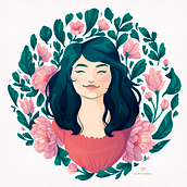  Retrato ilustrado com elementos botânicos. Un progetto di Disegno e Disegno digitale di marianamimura - 14.05.2020