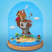 Mi Proyecto del curso: Creación de mundos 3D en miniatura con Procreate y Cinema 4D. Un projet de 3D et Illustration traditionnelle de alicamo - 14.05.2020