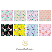 Pattern Floral. Fashion Design, Graphic Design, Printing, and Traditional illustration project by Valeria Soledad - 05.15.2020