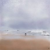 My dog Bella playing in the surf on a foggy day in California. #procreate #ipadpro. Digital Illustration project by Berd B - 05.15.2020